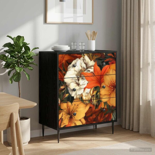 Fiókos szekrény GENNEP Liliom minta 66 x 36,5 x 76 cm