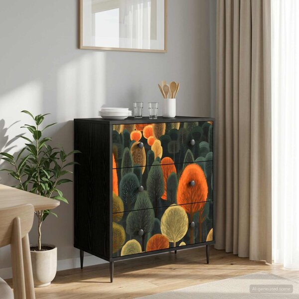 Fiókos szekrény ZAANDAM Erdő minta 66 x 36,5 x 76 cm Szerelt Fa