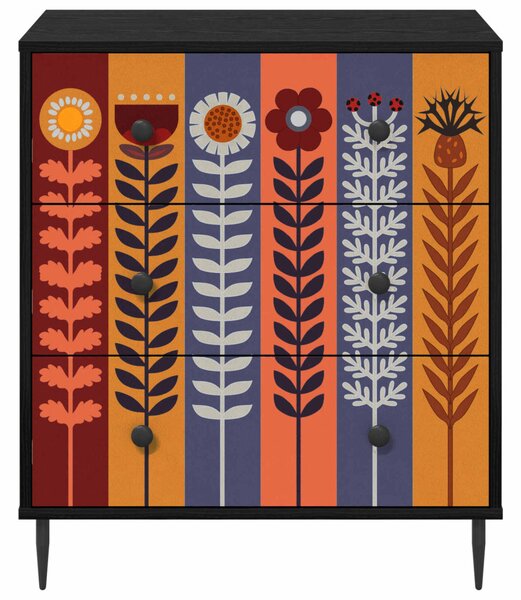 Fiókos szekrény ESSEN Napraforgó mintával 66 x 36,5 x 76 cm