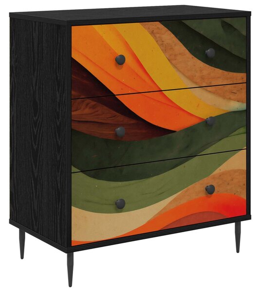 Fiókos szekrény BONN Retro hullám nyomás 66 x 36,5 x 76 cm