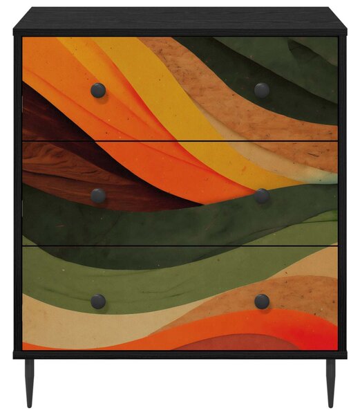 Fiókos szekrény BONN Retro hullám nyomás 66 x 36,5 x 76 cm