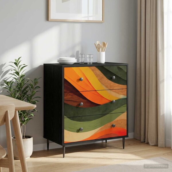 Fiókos szekrény BONN Retro hullám nyomás 66 x 36,5 x 76 cm