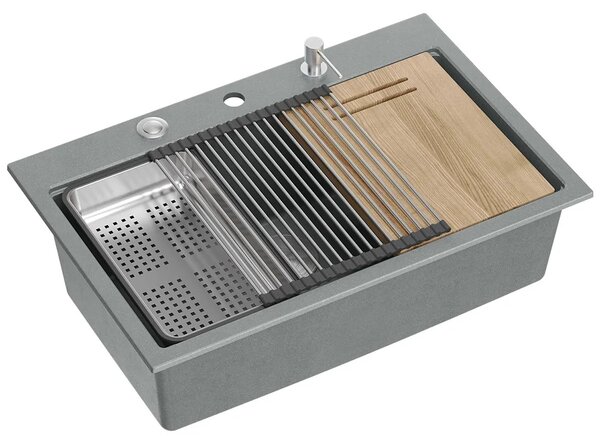 Gránit mosogató MARC 110 WORKSTATION Grey Metallic