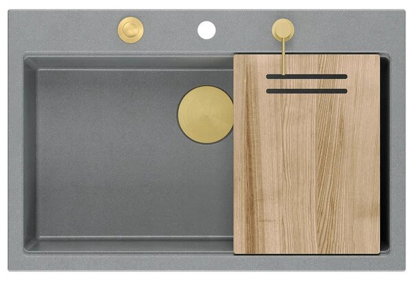 Gránit mosogató MARC 110 WORKSTATION Grey Metallic