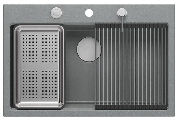 Gránit mosogató MARC 110 WORKSTATION Grey Metallic