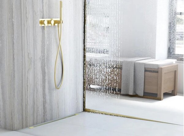 Lejtéskialakító szegély épített zuhanyhoz 120cm Brush Gold