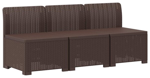 3-Fős Kerti Kanapé Párnákkal Rattan Hatással PP Barna