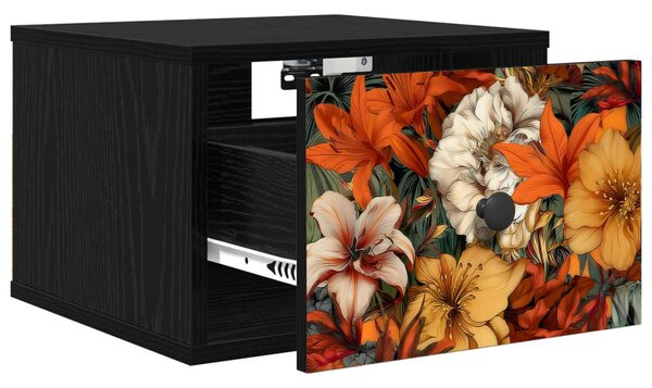 Fali éjjeli szekrény GENNEP 2 db Fekete Tölgy 36 x 33 x 25 cm