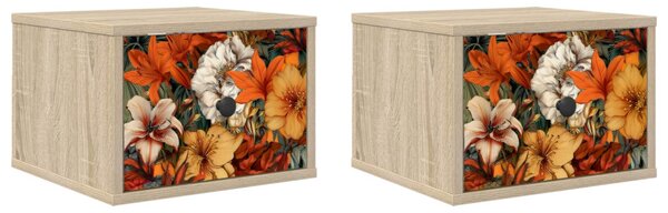 Fali éjjeli szekrény GENNEP 2 db Sonoma Tölgy 36 x 33 x 25 cm