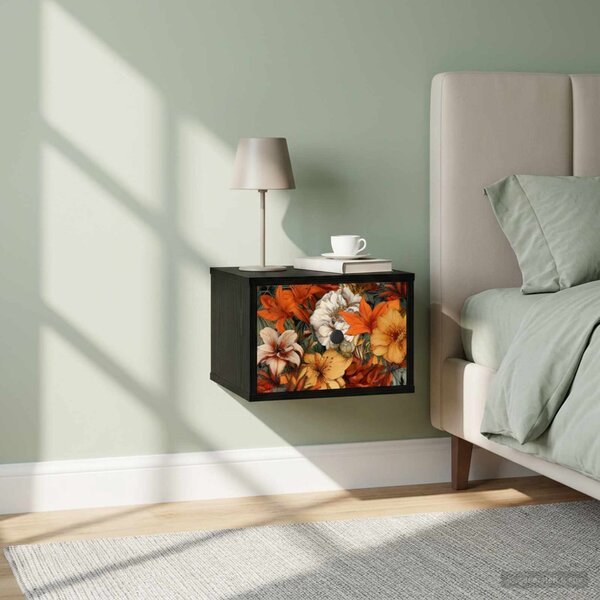 Fali éjjeli szekrény GENNEP 2 db Fekete Tölgy 36 x 33 x 25 cm