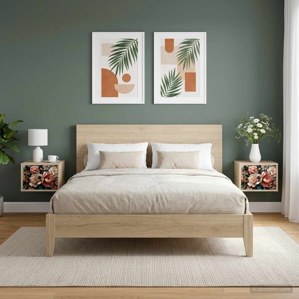 Fali éjjeli szekrény BORNE 2 db Sonoma Tölgy 36 x 33 x 25 cm