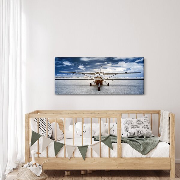 Egy motoros repülőgép képe (120x50 cm)