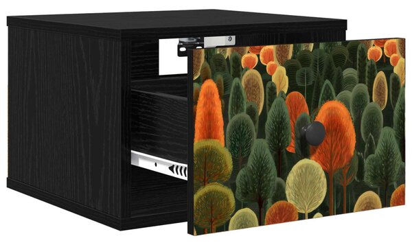 Fali éjjeli szekrény ZAANDAM 2 db Fekete Tölgy 36 x 33 x 25 cm