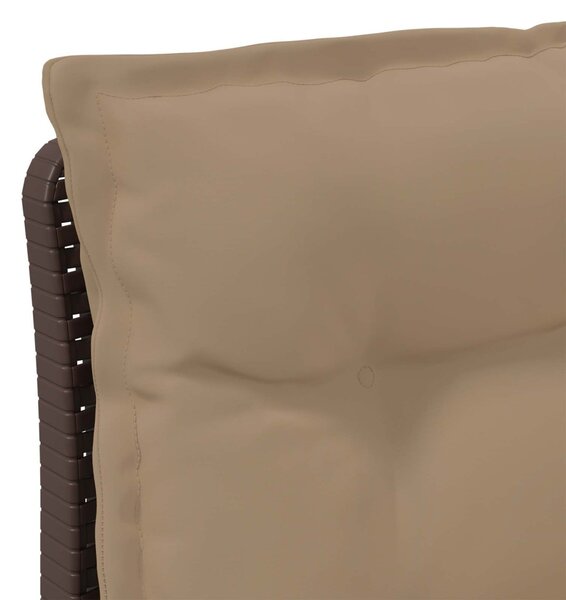 3-Fős Kerti Kanapé Párnákkal Rattan Hatással PP Barna