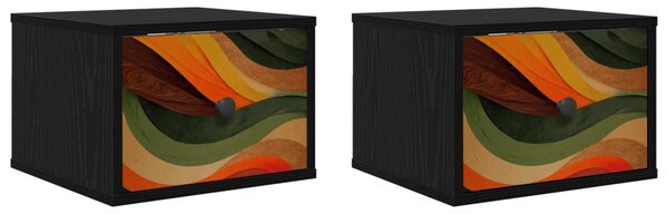 Fali éjjeli szekrény BONN 2 db Fekete Tölgy 36 x 33 x 25 cm
