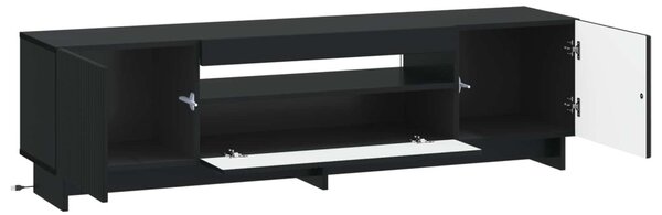 LED TV szekrény Fekete Szerelt Fa
