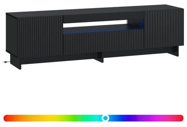 LED TV szekrény Fekete Szerelt Fa