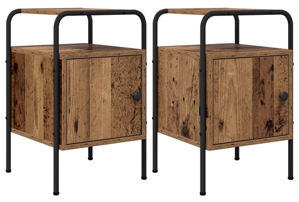 Éjjeliszekrény 2 db Antik Fa 35 x 36,5 x 56 cm Szerelt Fa