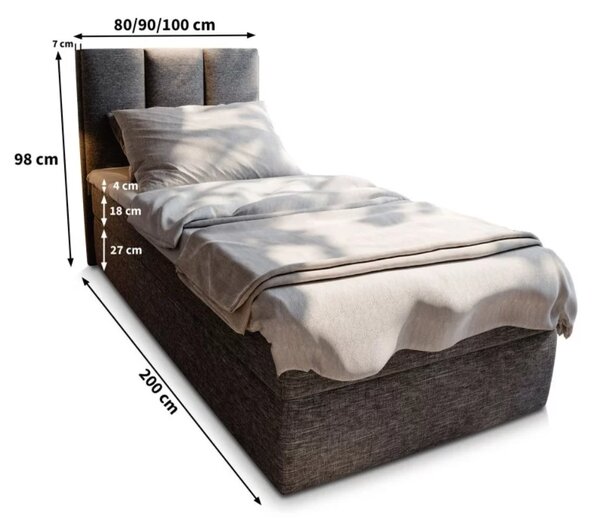 Kárpitozott boxspring ágy MERALIS 80x200 cm bézs Matrac: Bonell rugós matrac