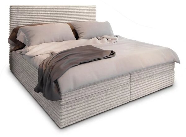 Kárpitozott boxspring ágy ISPIRA 140x200 cm krém színű Matrac: Bonell rugós matrac