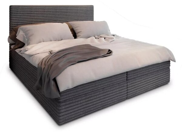 Kárpitozott boxspring ágy ISPIRA 140x200 cm szürke Matrac: Bonell rugós matrac