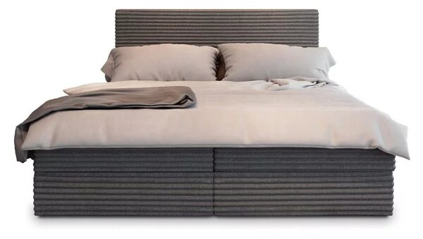 Kárpitozott boxspring ágy ISPIRA 140x200 cm szürke Matrac: Bonell rugós matrac