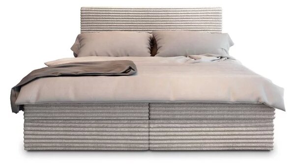 Kárpitozott boxspring ágy ISPIRA 140x200 cm krém színű Matrac: Bonell rugós matrac