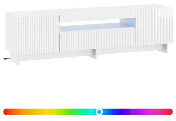 LED TV szekrény Magasfényű Fehér Szerelt Fa