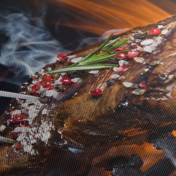Egy sült steak képe (órával) (90x30 cm)