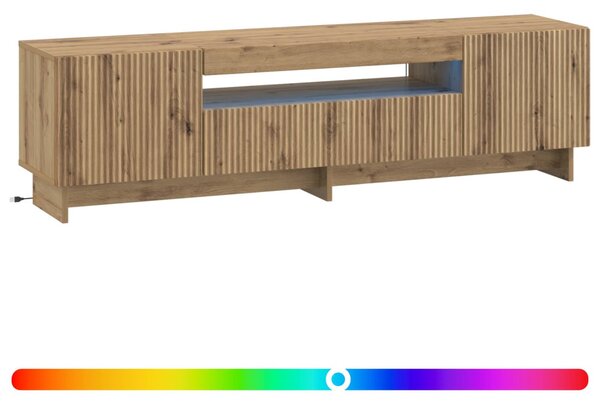 LED TV szekrény Kézműves Tölgy Szerelt Fa