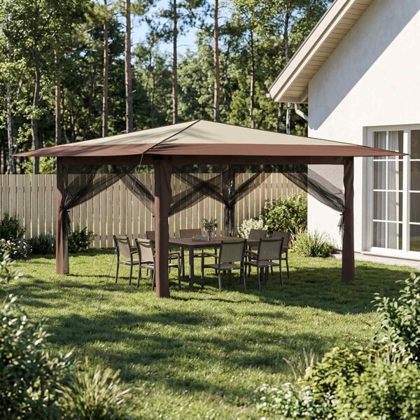 Pavilon 4 Oldalfallal 4 x 4 m Krém és barna