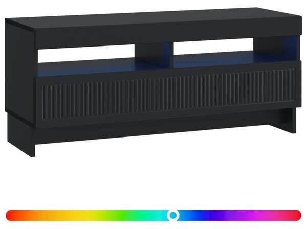 LED TV szekrény Fekete Szerelt Fa
