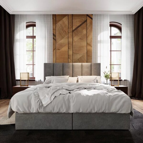 Kárpitozott boxspring ágy MERALIS 180x200 cm szürke Matrac: Bonell rugós matrac
