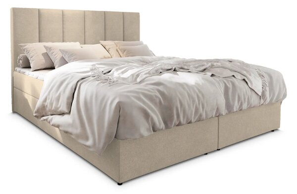 Kárpitozott boxspring ágy MERALIS 140x200 cm bézs Matrac: Bonell rugós matrac