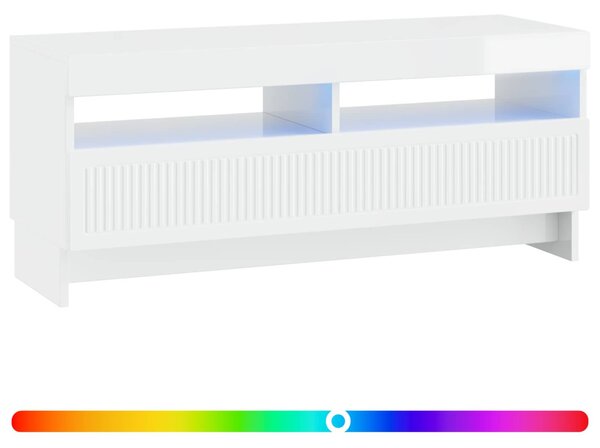 LED TV szekrény Magasfényű Fehér Szerelt Fa