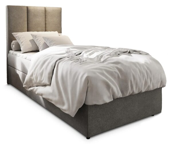 Kárpitozott boxspring ágy MERALIS 100x200 cm szürke Matrac: Bonell rugós matrac