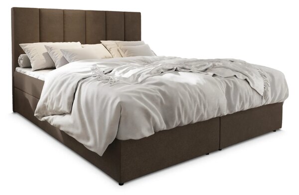 Kárpitozott boxspring ágy MERALIS 160x200 cm barna Matrac: Bonell rugós matrac