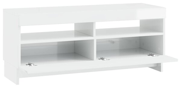 LED TV szekrény Magasfényű Fehér Szerelt Fa