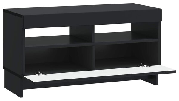 LED TV szekrény Fekete Szerelt Fa
