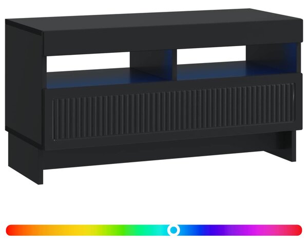 LED TV szekrény Fekete Szerelt Fa