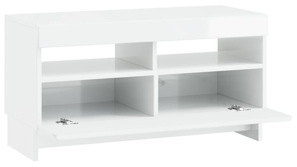 LED TV szekrény ALKMAAR 81 x 35 x 43 cm Magasfényű Fehér