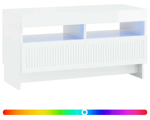 LED TV szekrény ALKMAAR 81 x 35 x 43 cm Magasfényű Fehér