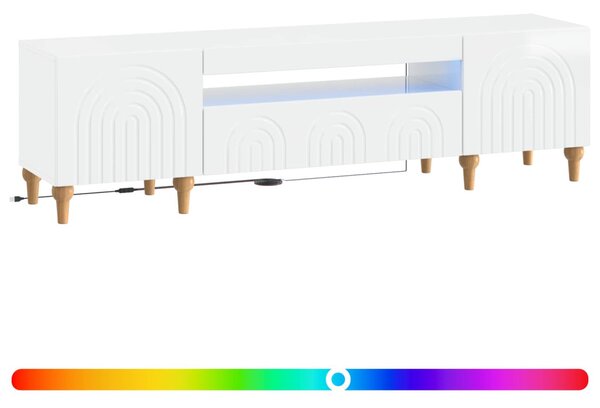 LED TV szekrény Magasfényű Fehér Szerelt Fa