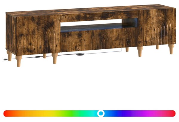 LED TV szekrény Füstös Tölgy Szerelt Fa