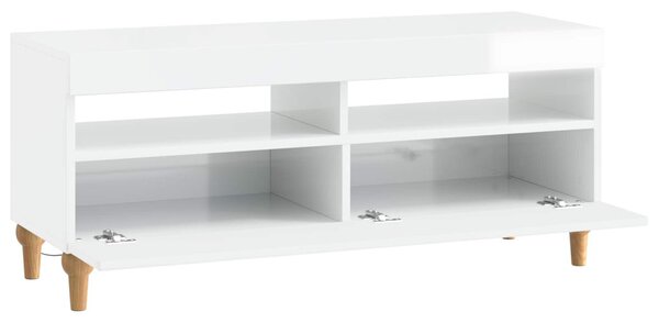 LED TV szekrény Magasfényű Fehér Szerelt Fa
