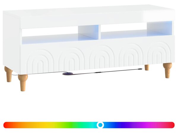 LED TV szekrény Magasfényű Fehér Szerelt Fa