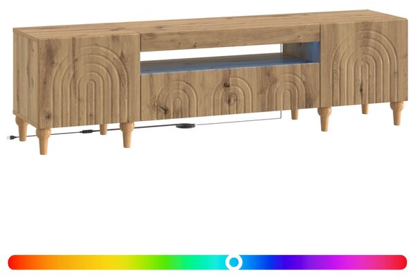 LED TV szekrény ALKMAAR Kézműves Tölgy Szerelt Fa