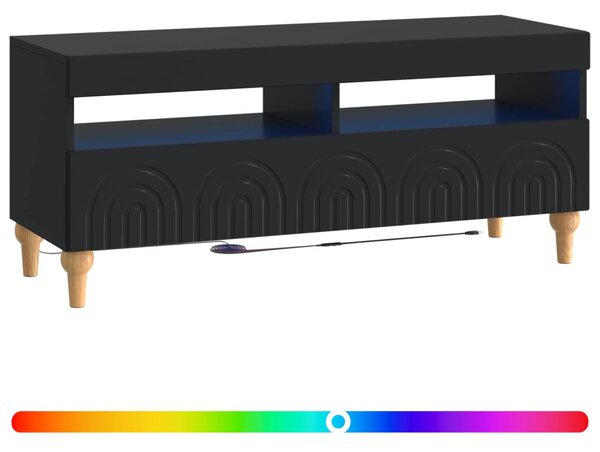 LED TV szekrény Fekete Szerelt Fa