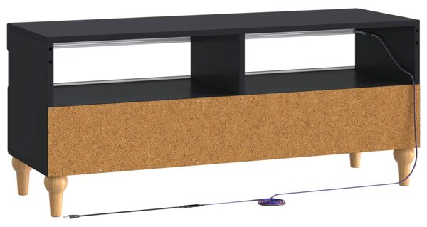 LED TV szekrény Fekete Szerelt Fa