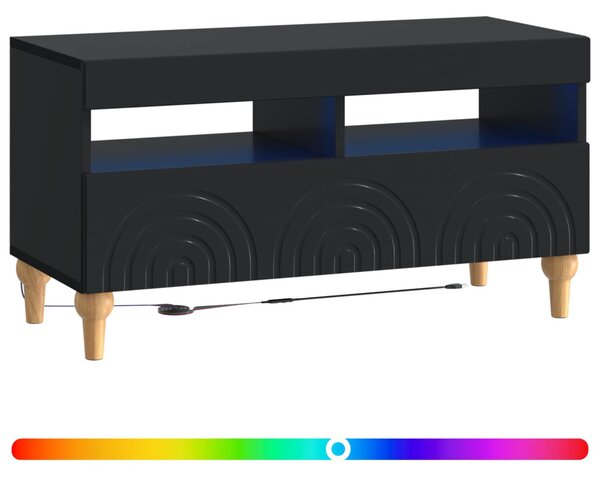 LED TV szekrény Fekete Szerelt Fa